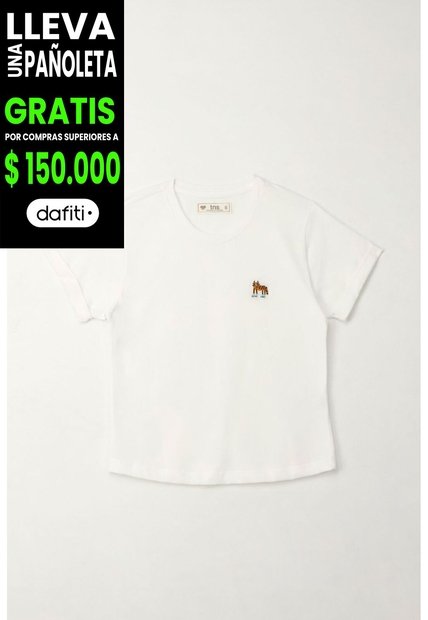Camiseta Básica Manga Corta Crudo Para Niña