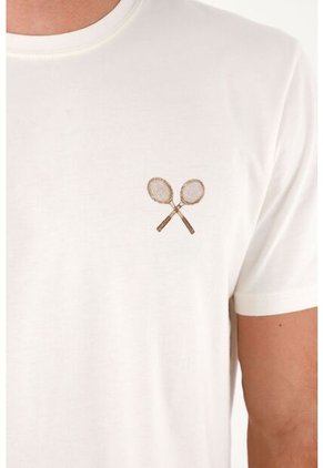 Tennis Camiseta Para Hombre Algodón Blanco Regular Con Gráfico