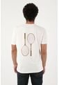 Tennis Camiseta Para Hombre Algodón Blanco Regular Con Gráfico de Tennis