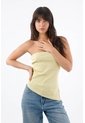 Tennis Top Strapless Para Mujer De Algodón Amarillo Pastel Fit Ceñido Con Tejido Acanalado de Tennis