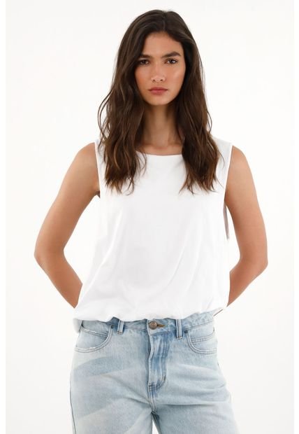 Camiseta Manga Sisa Blanca Para Mujer