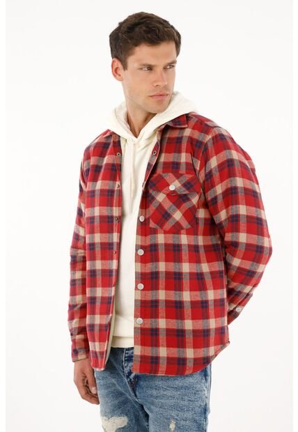 Camisa A Cuadros Con Forro En Ovejero Para Hombre
