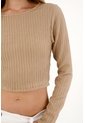 Tennis Camiseta Crop Manga Larga Café Para Mujer de Tennis