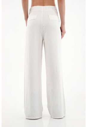 Tennis Pantalón Recto Blanco Con Prenses Para Mujer