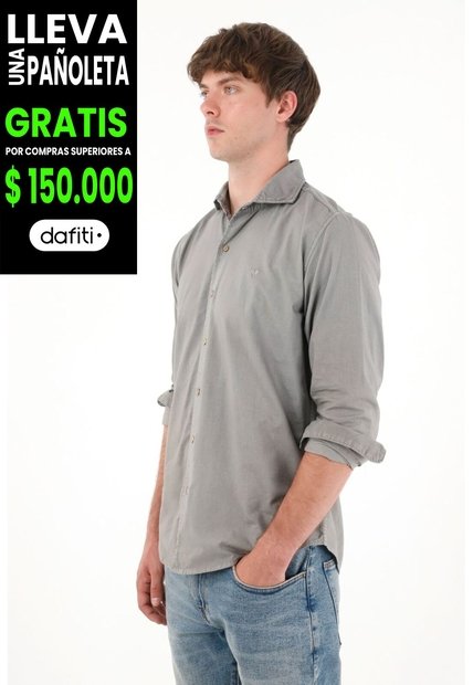 Tennis Camisa Manga Larga Gris De Silueta Ajustada Para Hombre