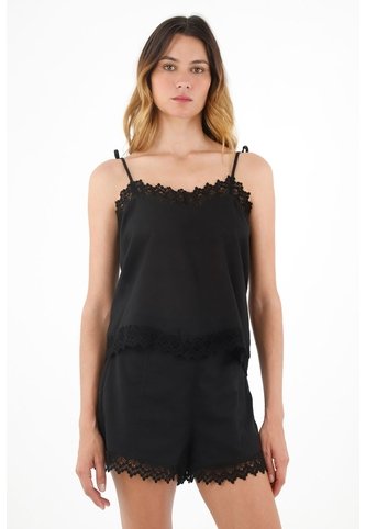 Tennis Camisa Negra De Tiras Ajustables Para Mujer Tennis