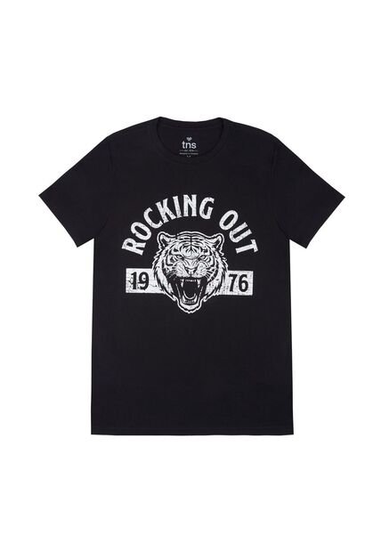 Tennis Camiseta Básica Estampada Negra Para Hombre