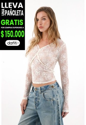 Tennis Camiseta En Encaje Manga Larga Crudo Para Mujer Tennis