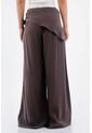 Tennis Pantalón Para Mujer De Tejido Fluido Marrón Palazzo Con Cintura Cruzada de Tennis
