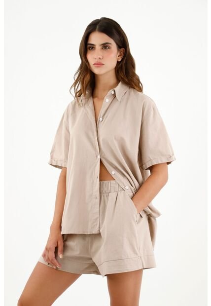 Tennis Camisa Café Clásica Para Mujer