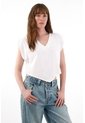 Tennis Camisa Manga Sisa Escote En V Blanca Para Mujer de Tennis