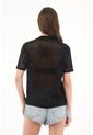 Tennis Camisa En Tejido Abierto Con Flores Negra Para Mujer de Tennis