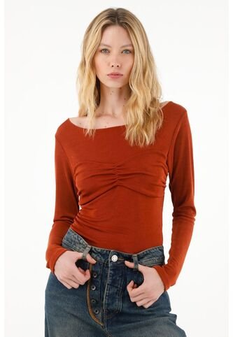 Camiseta Roja Manga Larga Para Mujer Tennis