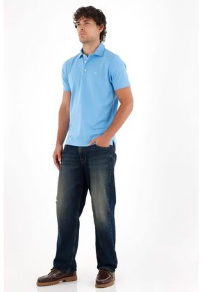 Tennis Polo Azul Con Raqueta Para Hombre