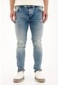 Tennis Jean Skinny Con Rotos Y Desgastes Azul Claro Para Hombre de Tennis