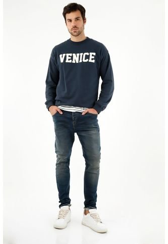 Buzo Azul Con Texto Para Hombre Tennis