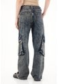 Tennis Jean Wide Leg Tiro Bajo Cargo Para Mujer de Tennis