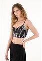 Tennis Crop Top Negro Con Escote Corazón Para Mujer de Tennis
