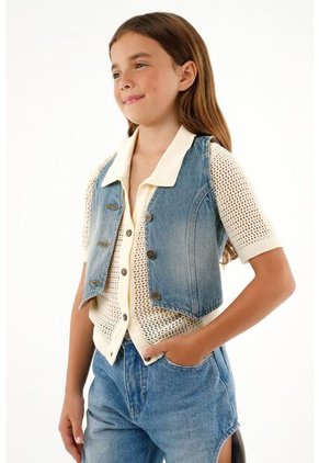 Camisa Crudo Tejida Para Niña