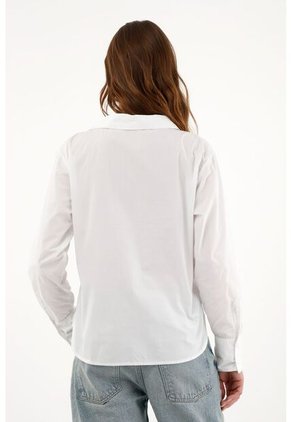 Camisa Blanca Con Bolsillo Delantero Para Mujer