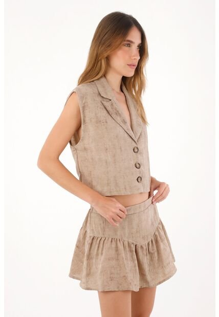 Tennis Chaleco Crop De Silueta Recta Café Para Mujer