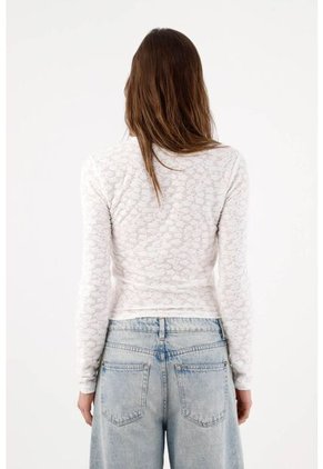 Tennis Camiseta Slim Con Textura Floral Translúcida De Poliéster Blanco Para Mujer