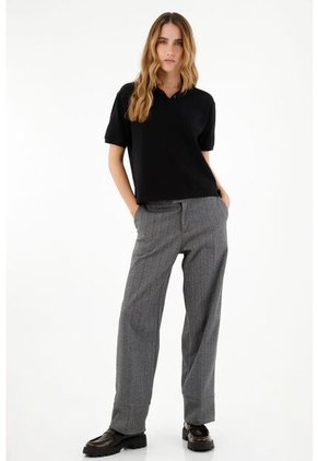 Tennis Camiseta Negra Tipo Polo Para Mujer