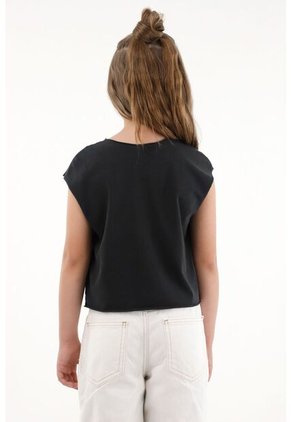 Camiseta Negra Con Estampado De Tigre Para Niña
