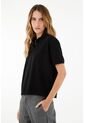 Tennis Camiseta Negra Tipo Polo Para Mujer de Tennis