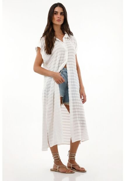 Camisa Crudo Tipo Kimono Para Mujer