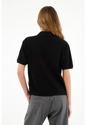 Tennis Camiseta Negra Tipo Polo Para Mujer
