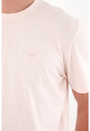Camiseta Básica Con Mini Print Rosada Para Hombre