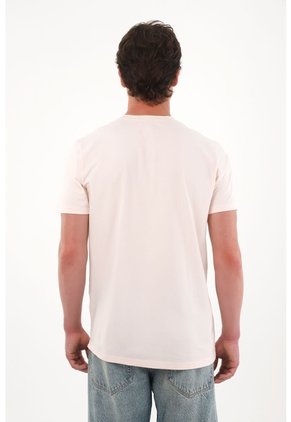 Camiseta Básica Con Mini Print Rosada Para Hombre