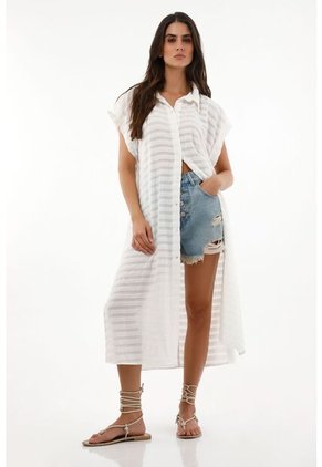 Camisa Crudo Tipo Kimono Para Mujer