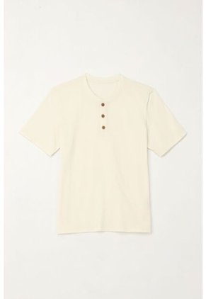 Camiseta Cuello Redondo Con Botones Crudo Para Niño