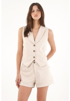 Tennis Chaleco En Tela Suede Crudo Para Mujer