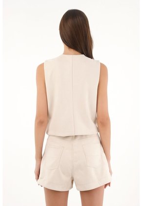 Tennis Chaleco En Tela Suede Crudo Para Mujer