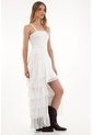 Tennis Vestido Largo En Encaje Con Boleros Crudo Para Mujer de Tennis