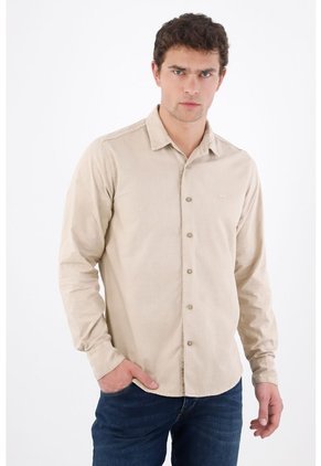 Tennis Camisa Regular Fit Con Logo Bordado En Algodón Beige Para Hombre