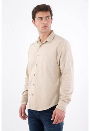 Tennis Camisa Regular Fit Con Logo Bordado En Algodón Beige Para Hombre
