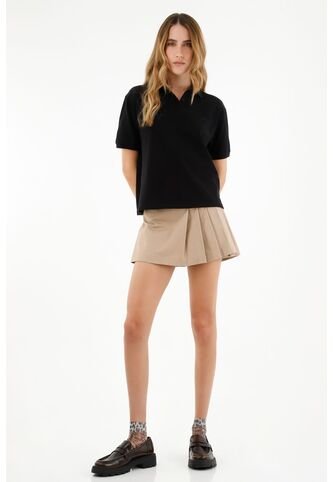 Tennis Camiseta Negra Tipo Polo Para Mujer Tennis