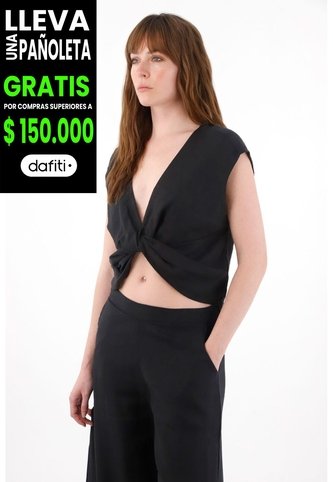 Tennis Camisa Amplia En Lino 100% Negra Para Mujer Tennis