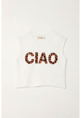 Camiseta Manga Sisa Con Estampado Blanca Para Niña Tennis