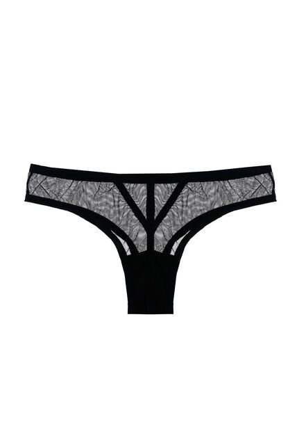 Panty Negro Tipo Tanga Con Transparencia Para Mujer