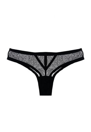 Panty Negro Tipo Tanga Con Transparencia Para Mujer