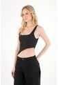 Tennis Camisa Tipo Crop Negra Para Mujer de Tennis