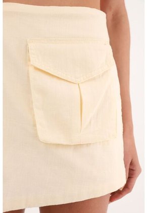 Falda Short Crudo De Apariencia Lino Para Mujer