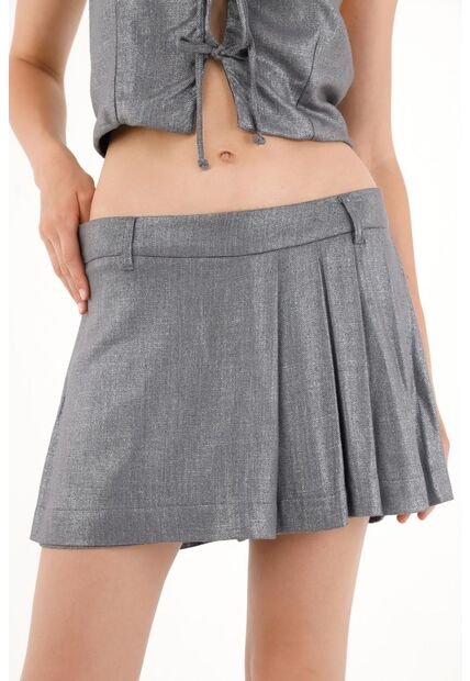 Tennis Falda Short Metalizada Con Tablas Para Mujer