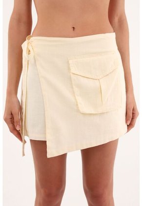 Falda Short Crudo De Apariencia Lino Para Mujer
