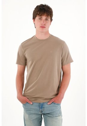 Tennis Camiseta Básica Con Mini Print Café Para Hombre
